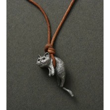 Yaratıcı Sanatlar Atölyesi Retro Sevimli Metal Kedi Kolyesi Sevimli ve Şık Sevgililer Günü Kolyesi