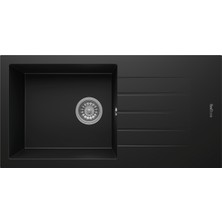 Realstone Siyah P11 Assos 86 Xl 860X435  Damlalıklı Granit Eviye