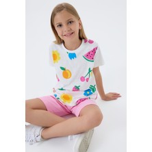 Rolypoly Kız Çocuk Beyaz Bermuda Takım