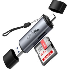 Dodobees 923S 2'si 1 Arada Alüminyum Gövdeli Type-C/usb3.0 Kart Okuyucu Aynı Anda 2 Kart Birden Okuma