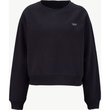 Tommy Jeans Yuvarlak Yaka Baskılı Siyah Kadın Sweatshırt DW0DW21961BDS