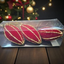 Storemax Yılbaşı Damla Süs 12CM Kadife Sim Şeritli 3lü AST7205