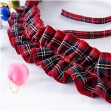 Storemax Fırfırlı Yılbaşı Çam Ağacı Örtüsü, Pamuklu Ekose ve Naturel 60 cm Karışık