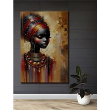 Teona Ahşap Afrika Güzeli Yağlı Boya Görünümlü Dekoratif Ahşap Ev,antre,salon,ofis,mutfak,yatak Odası Tablo