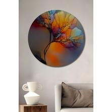 Teona Ahşap Büyülü Ağaç Yaprakları Sulu Boya Görünümlü Dekoratif Ahşap Tablo Yuvarlak Duvar Tablosu