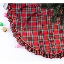 Storemax Yılbaşı Çam Ağacı Örtüsü, Pamuklu Ekose 60 cm