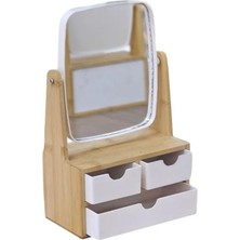 Storemax Bambu Ayarlanabilir Makyaj Aynası Masa Aynası Çekmeceli, Makyaj Organizeri