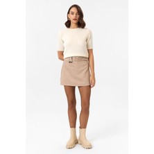 Tiffany & Tomato Kemerli Süet Şort Etek