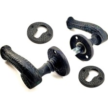 Ayder Timya Antika Tarz Dekoratif Pirinç Rozetli Banyo Kapı Kolu - 49 mm, Oksit TG/Tmya1395 215668