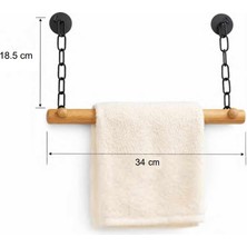 Gold Be Yapışkanlı Zincirli Askılı Ahşap Duvar Tipi Havlu Askısı – Delme Gerektirmez