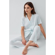 Pierre Cardin Kadın Mavi Gömlek Pijama Takım