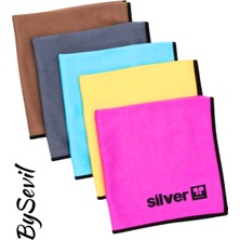 Silver Home Premium Mikrofiber Bez -Cam Zemin, Ayna, Ankastre Bezi (40X40CM 1 Adet) Gri Yada Mavi