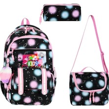 KumOziShop Kore Tarzı Kalp Uzay Desenli Ortopedik Su Geçirmez Çanta Termal Beslenme ve Kalemlik