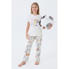 Rolypoly Kız Çocuk Krem Pijama Takım