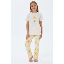 Rolypoly Kız Çocuk Krem Pijama Takım