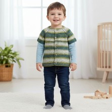 Uretti - Kadir 7704 6161 El Örgüsü Kahve Yeşil Ebruli Erkek Çocuk Yelek / 2 Yaş