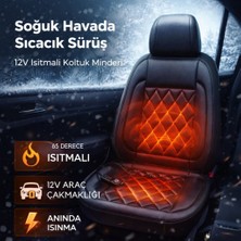 Polham 12V Isıtmalı Araç Içi Koltuk Minderi – 65°c’ye Kadar Güçlü Isıtma | Çakmaklık Girişli | Tak-Çalıştır