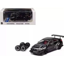 Cmmodel - 1:64 Subaru Wrx Widebody Siyah Diecast Model Araba (Değiştirilebilir Jantlı)