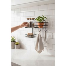 UG Home Siyah Kancalı Sabunluk Bölmeli Banyo Duş Rafı Banyo Düzenleyici