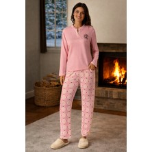 Remsa Kadın Termal Uzun Kol Pijama Takımı 4763 Pembe