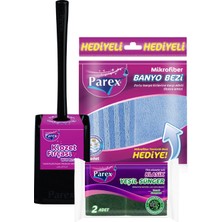 Parex Klozet Fırçası, Mikrofiber Banyo Bezi ve Klasik Sünger Paketi