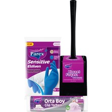 Parex Klozet Fırçası, Temizlik Eldiveni ve Büzgülü Çöp Torbası Paketi