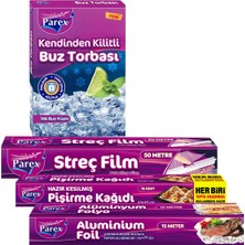 Parex Pişirme Kağıdı Streç Film Folyo ve  Buz Torbası Paketi