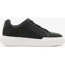 Calvin Klein Chunky Cupsole Bağcıklı Deri Tamamı Baskılı Kadın Siyah Sneaker YW0YW02058-BEH