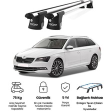 Today Auto Trio-I Skoda Superb Kombi (2015 ve Sonrası) Uyumlu Kilitli Ara Atkı 120CM Port Bagaj Tavan Barı