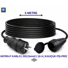 EvDeCharge H07RN-F Uzatma Kablosu | 3×2,5 Mm² |5 Metre| 16A | Elektrikli Araç Şarjı için En Doğru Uzatma Kablosu