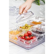 Storemax Ews Akrilik Şeffaf 6’lı Kapaklı Kahvaltılık Kahvaltı Seti & Saklama Kabı (Cam DEĞILDIR)-1825