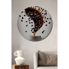 Teona Ahşap Kahve Şöleni Yağlı Boya Görünümlü Dekoratif Ahşap Tablo Yuvarlak Duvar Tablosu