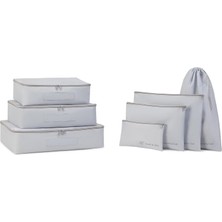 Storemax 7'li Yıkanabilir Gri Renk Paraşüt Kumaş Bavul Içi Düzenleyici Set