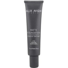Storemax Alıx Avıen Uzun Süre Kalıcı Doğal Mat Bitişli E Vitamini Içeren Mat Fondöten- Matte Foundation 412 Warm Caramel