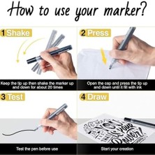 Storemax Siyah Beyaz Boya Kalemleri, 6'lı Akrilik Siyah Beyaz Kalıcı Markörler, Ahşap, Kaya Boyama, Metal, Taş, Cam, Seramik, Grafiti, Kağıt, Çizim Için Akrilik Boya Kalemleri