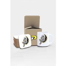Storemax Astronot Ay Kriterinde Keyif Uzay Tasarımlı Baskılı Kupa Bardak Seti, Eğlenceli Özel Hediye Mug