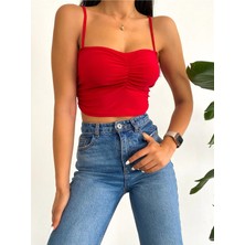 Qutta Kadın Askılı Sandy Crop Bluz