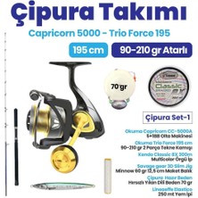 Okuma Trio Force 195 cm Kamış - Okuma Capricorn CC-5000A Olta Makinesi Çiprat Takımı- 1