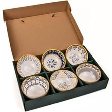 Storemax 6'lı Desenli Porselen Kase Seti 320 Ml, Çorbalık, Kahvaltılık, Atıştırmalık Kase Hediyelik Kutulu,çok Renkli, FAN10