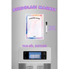 The Grade Yaz Sil Mermer Desenli Magnetli Buzdolabı Notluk Alışveriş Listesi Mutfak Liste Panosu Eksik Listesi