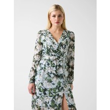 Guess Uzun Kollu Ilenia Pileli Uzun Kadın Çok Renkli Elbise W6RK39WJ712-PM6A