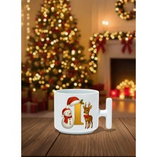 AKG I Harfli T Kulp Noel Beyaz Seramik Kupa Bardak