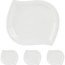 Storemax 04A+P017184 Leaf Yemek Tabağı, Porselen 4lü Paket