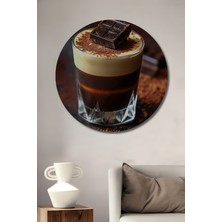 Teona Ahşap Enfes Çikolatalı Kahve Görünümlü Yağlı Boya Ahşap Dekoratif Tablo Yuvarlak Duvar Tablosu