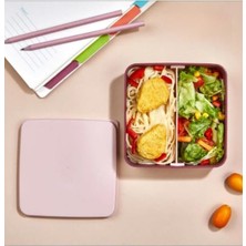 Storemax Mhk Prime Smart Bölmeli 2 Katlı Çatal Kaşıklı Pembe Beslenme Kabı Kare - Mürdüm