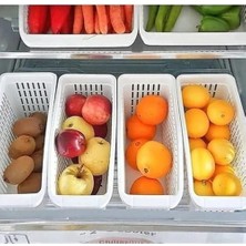 Storemax Buzdolabı Düzenleyici Sebzelik Dar Sepet Seti, Çok Amaçlı Plastik Organizer, 4 Parça, Krem