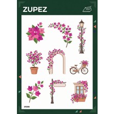 Zupez Begonvil Çiçek Temalı Dekoratif Desen Ütüyle Yapışan Transfer ZPZ095