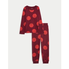 Marks & Spencer Saf Pamuklu Basketbol Desenli Pijama Takımı (3–16 Yaş)