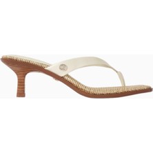 Sam Edelman Dollie 55 Krem Deri Ince Bantlı, Orta Topuklu Parmak Arası Sandalet