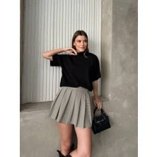 Trendparis Başlık: Rosman Kumaş Pileli Desenli Mini Etek